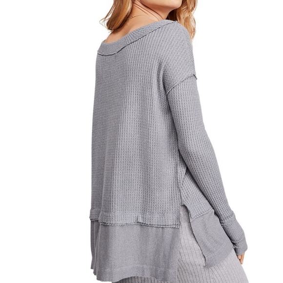 Free People North Shore Thermal Tunic Top in a storm gray. Size small. - Picture 4 of 8